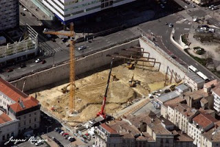 Vue aérienne construction immeuble de l'ilot Bonnac à Bordeaux