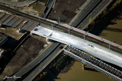 Photo aérienne du pont SNCF de Bordeaux Rive Gauche