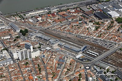vue aérienne de la gare Saint Jean à Bordeaux