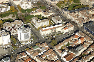 Photo aérienne de l'ancien magasin Fly de Bordeaux Mériadeck