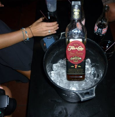 bottle of flor de cana rum on ice