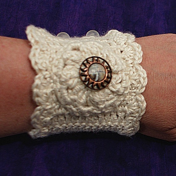 Designs by Laura & Vintage Finds A Romantic Crochet Wrist Cuff