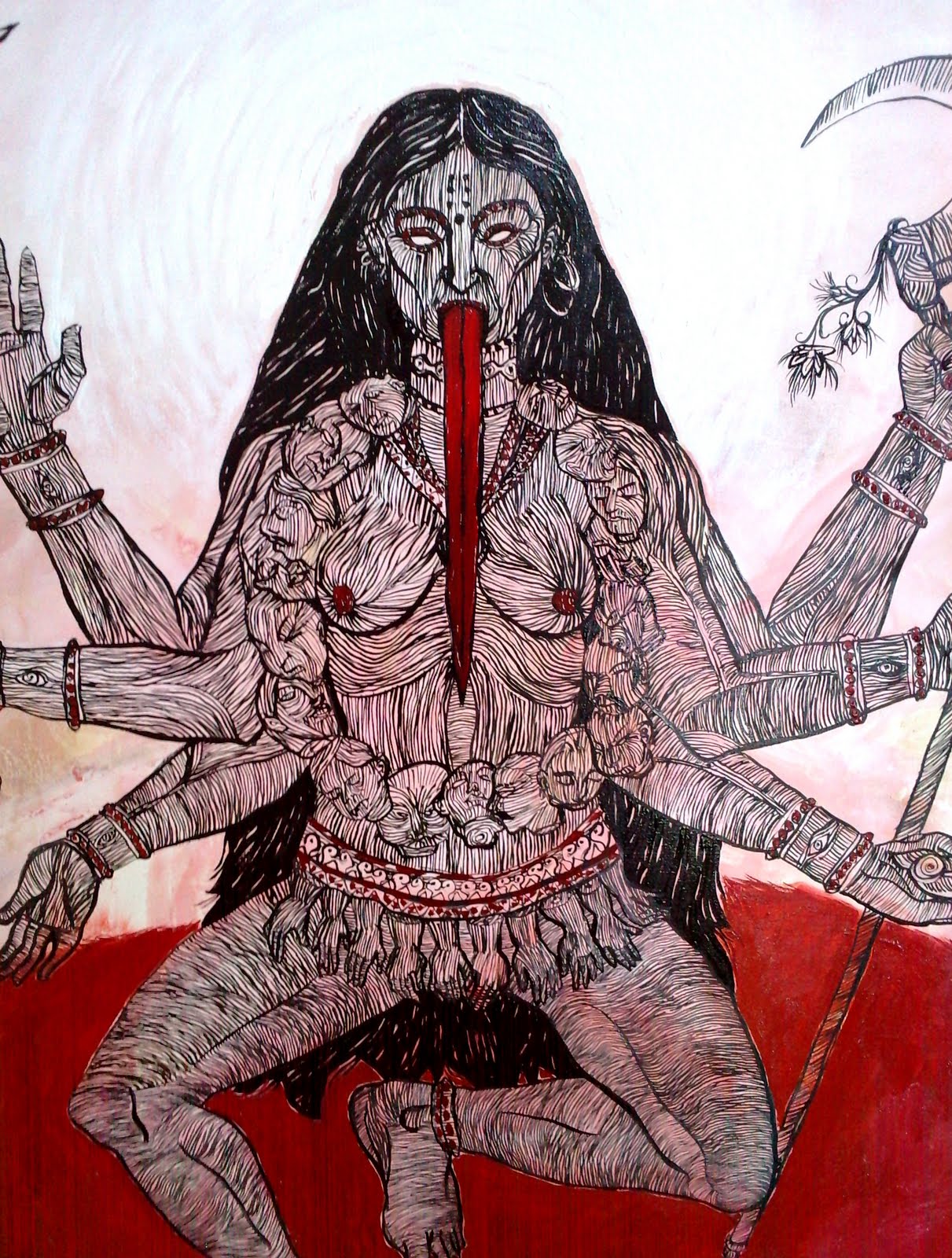 dibujo: KALI, la Diosa de la Guerra en INDIA.
