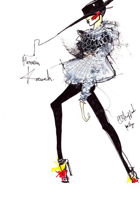 The Fashion Scout: Live catwalk illustration at Florencia Kozuch by ...