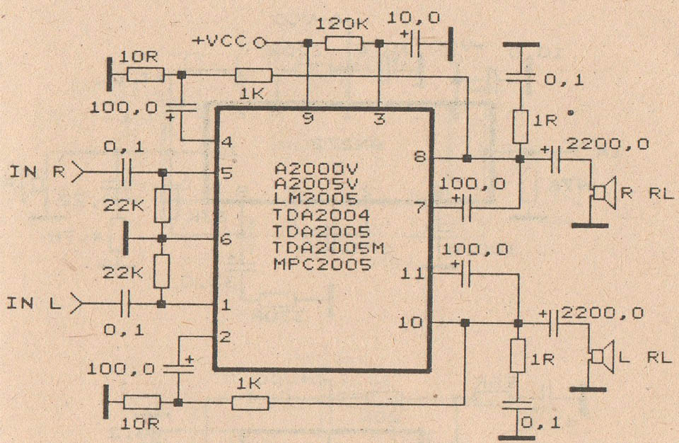 TDA2004 Audio Power Amplifier - Electronic Circuit