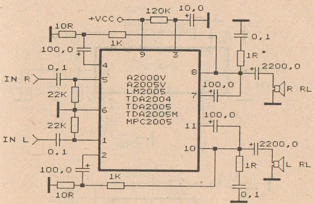 circuit diagram TDA2004 Audio Power Amplifier