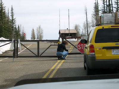 Unlocking the gate at entrance station North Rim Grand Canyon National Park Arizona