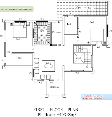 Kerala Home plan and elevation - 2656 Sq. Ft - First Floor