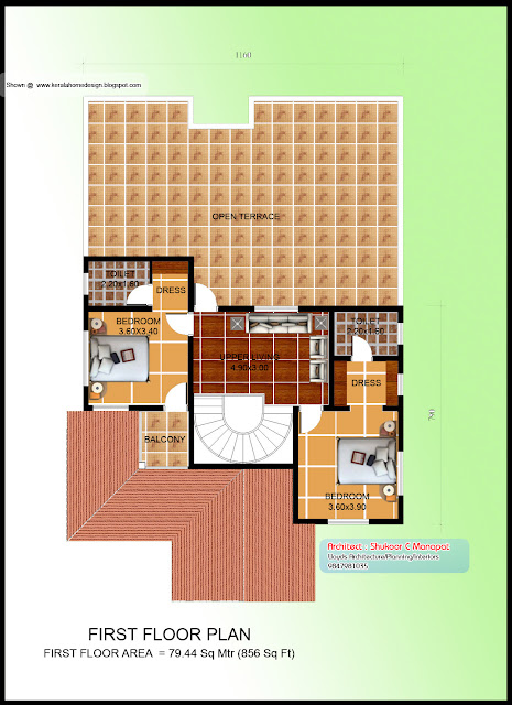 Kerala Villa Plan - 2627 sq ft - First Floor
