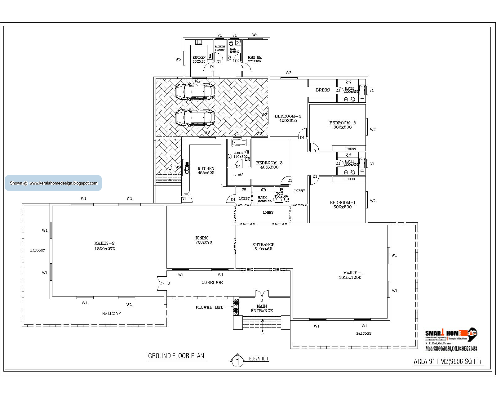 House Floor Plan and Elevation