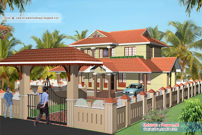 Kerala Home plan and elevation - 2378 Sq. Ft