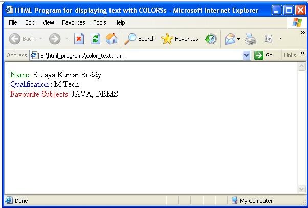 MyFulto: How to give Colors to the Text in HTML File?