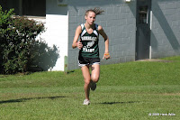 Deerlake's Cece Williams, already leading after less than half a mile of running in the girls' two mile.