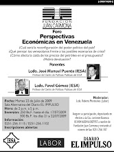 Foro: Perspectivas Económicas en Venezuela - Ponentes: Lcdos. José Manuel Puente y Pavel Gómez-IESA
