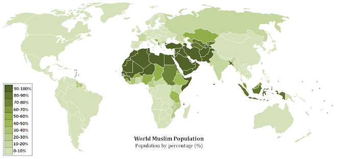 WORLD MUSLIM POPULATION MAP