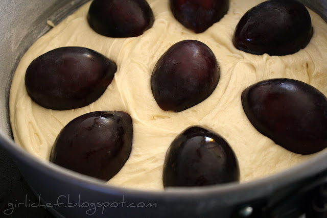 nestle plums on top of batter