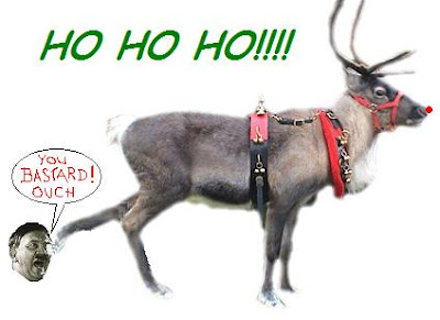 Rudolf with your hooves so hard/Next time kick him in the 'nards.