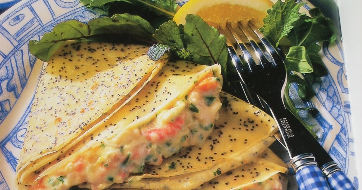 image of Algo Gourmet: Crepes de semilla de amapola rellenos de marisco