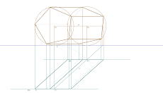 Representação diédrica de um Prisma Pentagonal