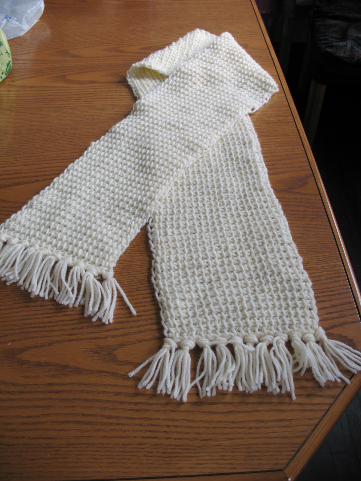 Razzberry Corner Scarf Made with Tunisan Afghan Crochet