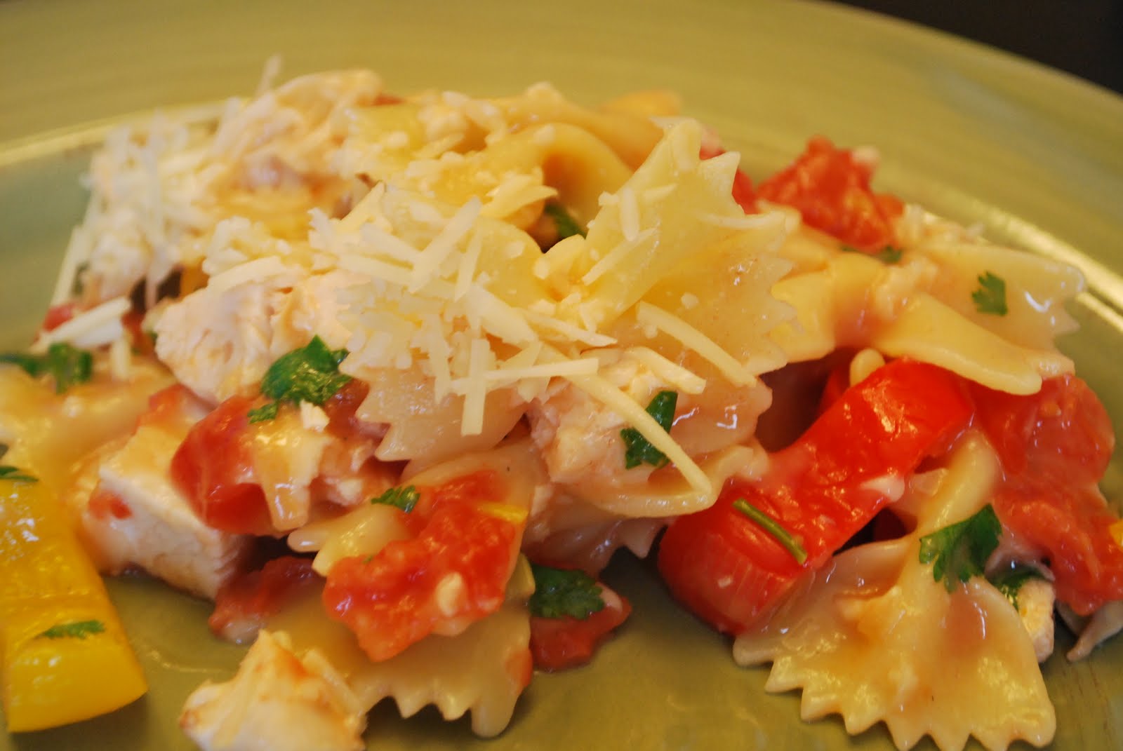 Addictive Allens Garlic Chicken with Bow Tie Pasta