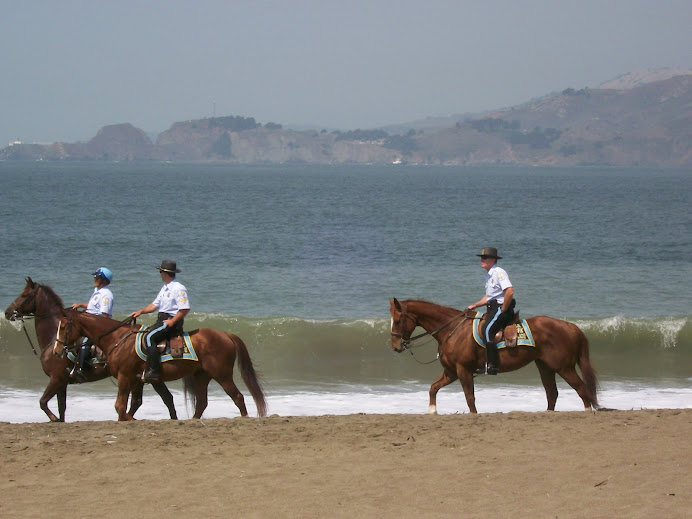 Park rangers...on horses...at Baker Beach