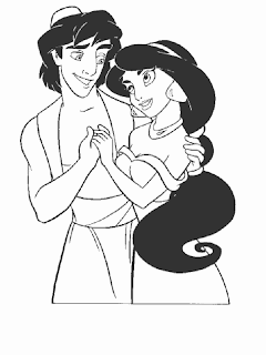 Princess Coloring Pages - Princess Jasmine And Aladdin Falling In love