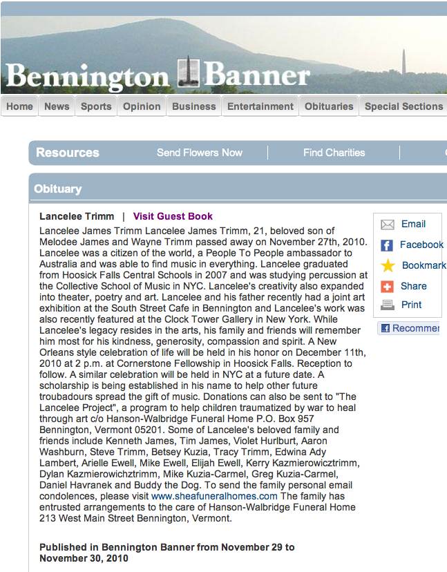 Bennington Banner Obits