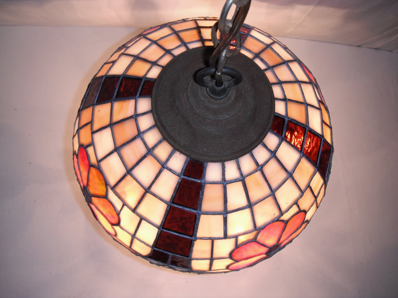808 Rainbows. 5 Bulb antique leaded glass lamp