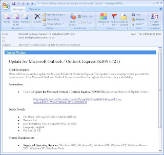 Microsoft KB910721 Update E-mail Virus