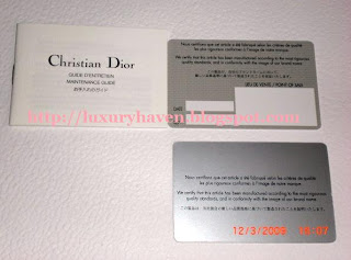 lady dior authenticity card