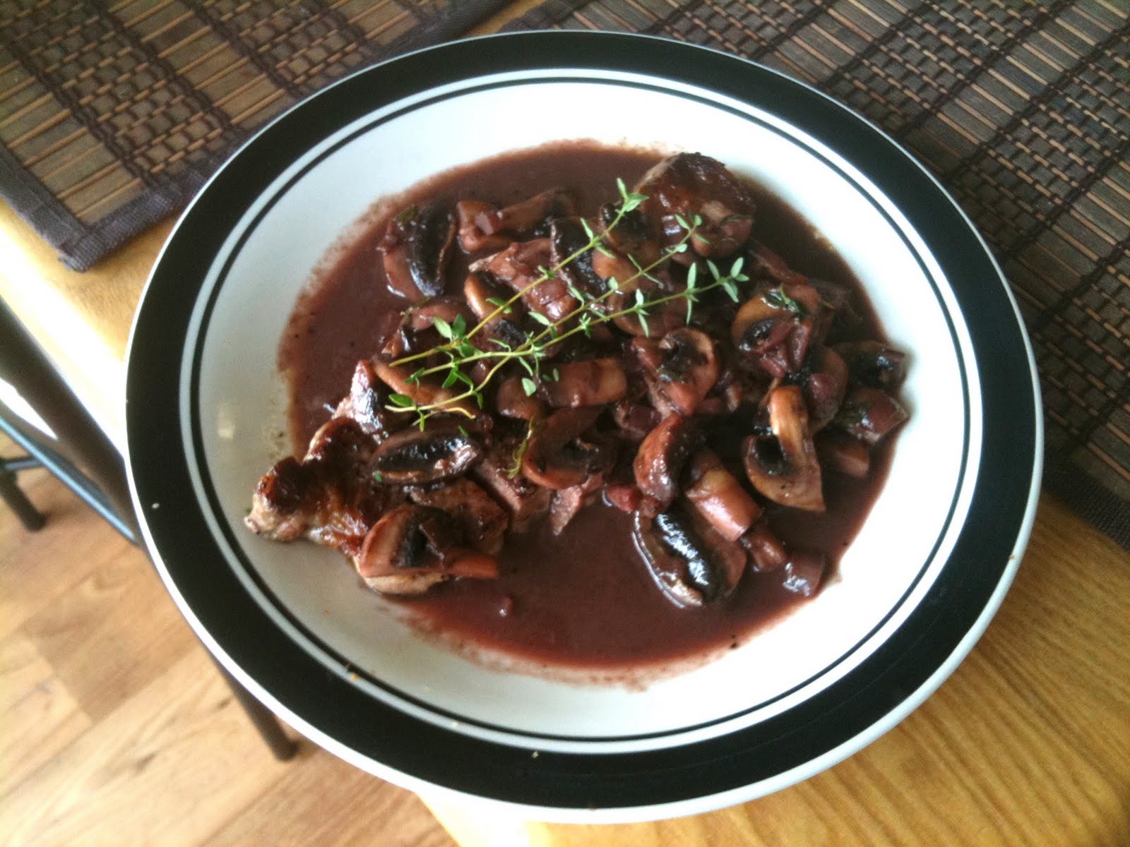 Cooking for One Pan Seared Strip Steak with Burgundy Mushroom Sauce