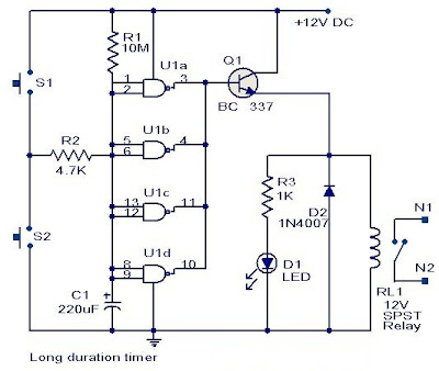 Long duration timer circuit ~ ELECTRONICS EVERYDAY