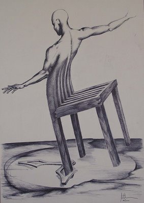 Răzvan Mitulescu - „Minotaur“, pix pe carton, 18x30 cm, Milano, 2001