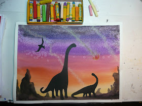 Kids Painting Class Dinosaur Silhouette