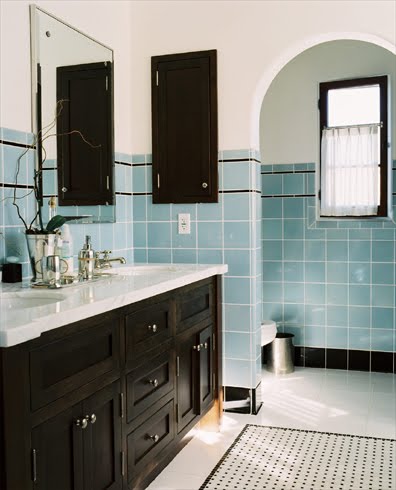vintage and in bath tiles area features   cabinets Angeles  ceramic bathroom Los square blue