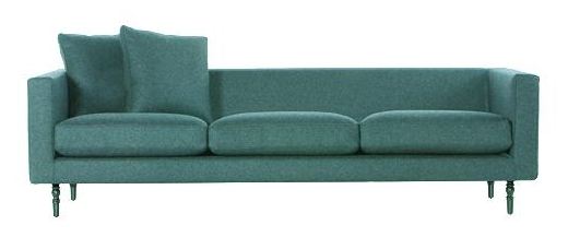 Teal sofa with teal exposed wood legs from Propeller
