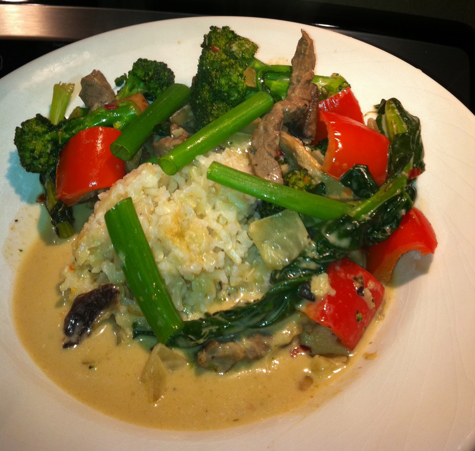 Music to My Mouth Green Coconut Curry Stir Fry with Brown Rice