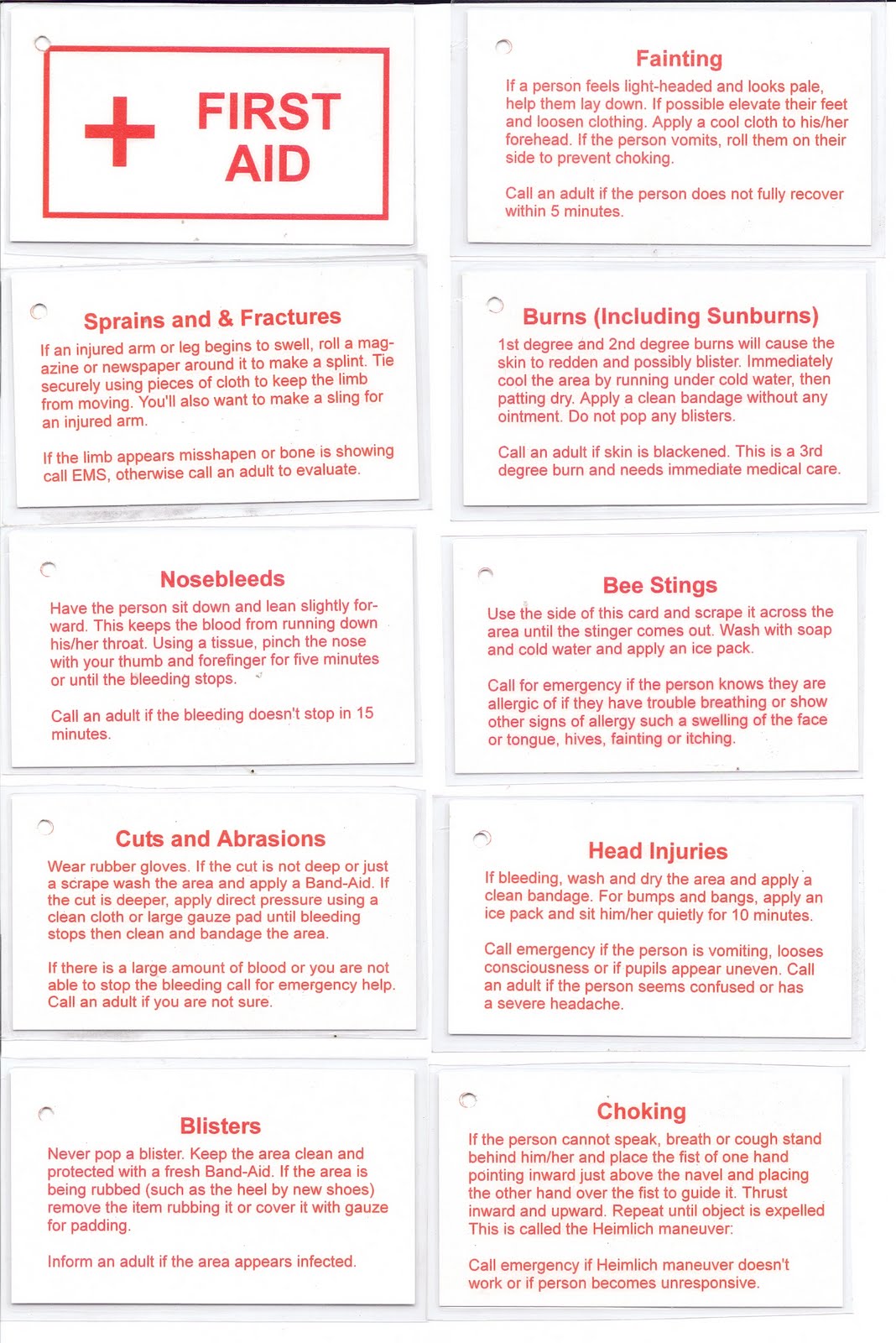 Beehive Messages Young Women s Camp 2010 First Aid Cards Beehive Messages Young Women s Camp 2010 First Aid Cards