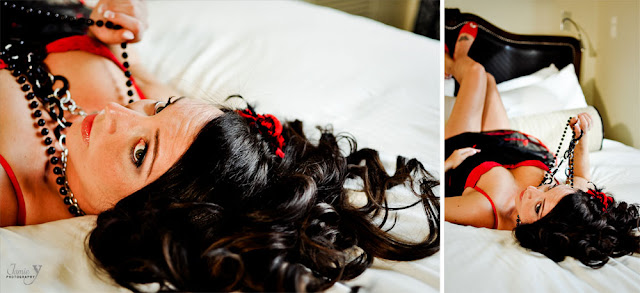 Boudoir Picture of girl laying on bed at Green Valley Ranch in Las Vegas