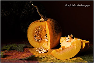 sliced pumpkin with seeds