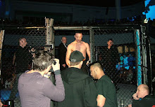 Rik Ellis exits the cage.