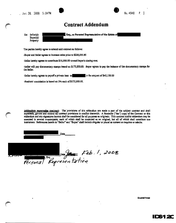 The Straw Buyer A dubious real estate purchase contract addendum...