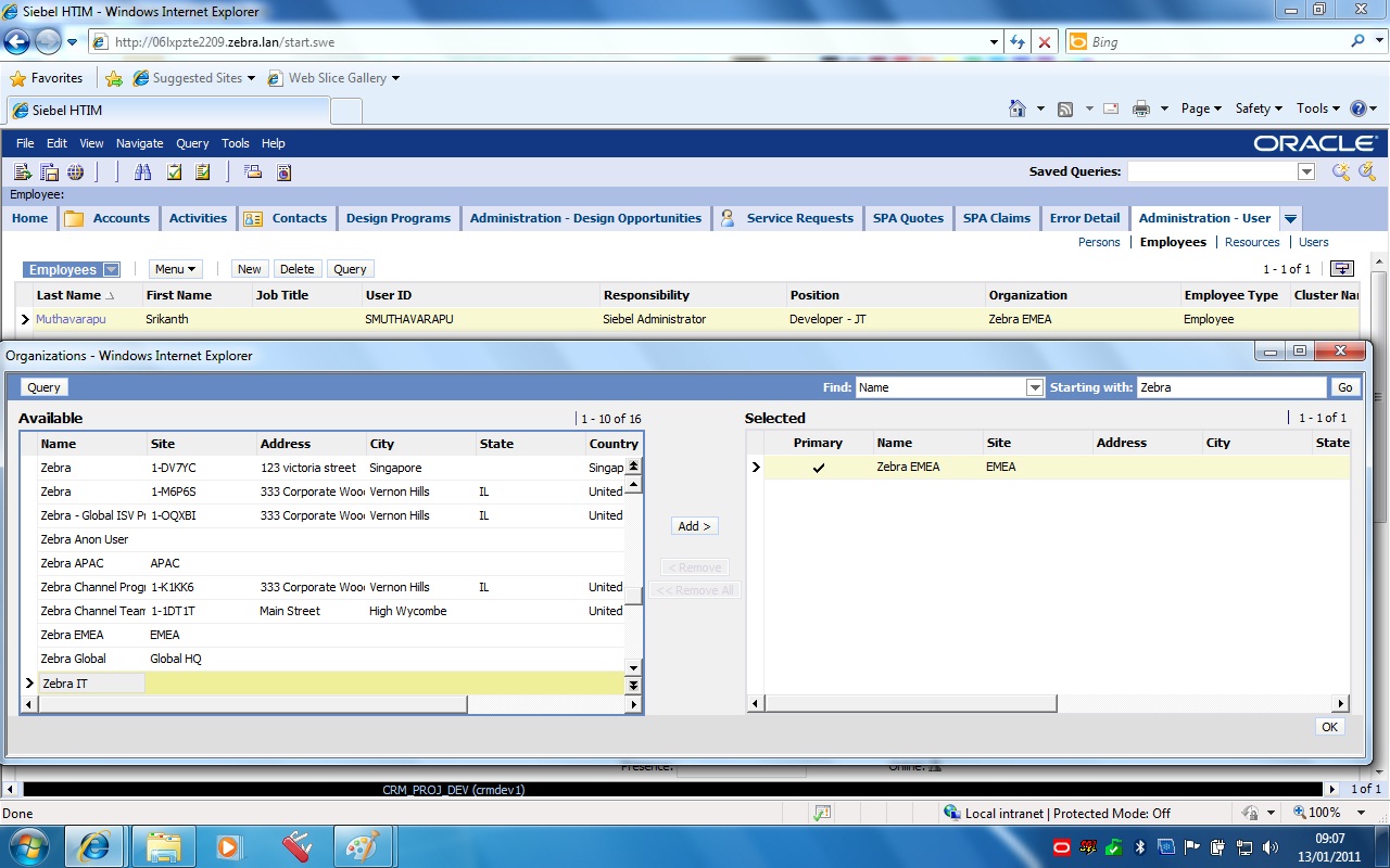 My Discovery Siebel Tools /  Client in Windows 7