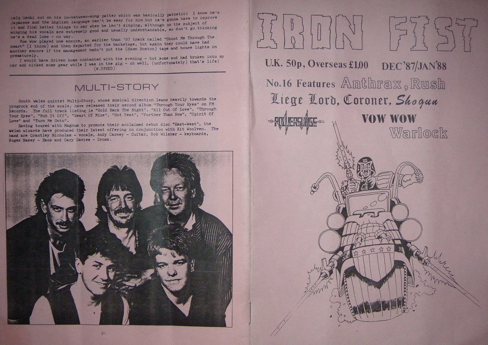 Iron Fist 16 (Dec'87 / Jan'88) [Fanzine] RARE AND OBSCURE METAL ARCHIVES