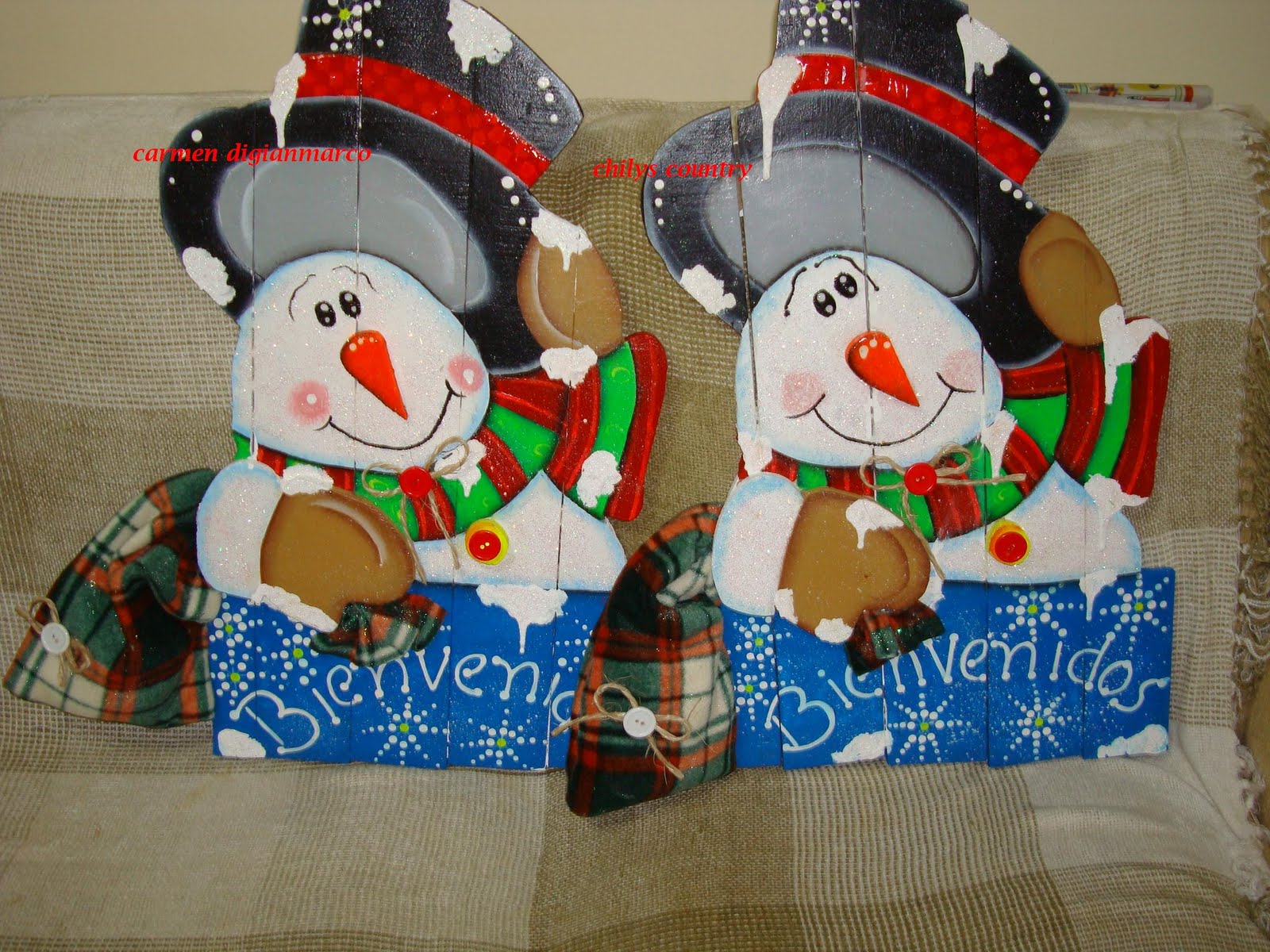 chilyscountry: muñecos de nieve en madera