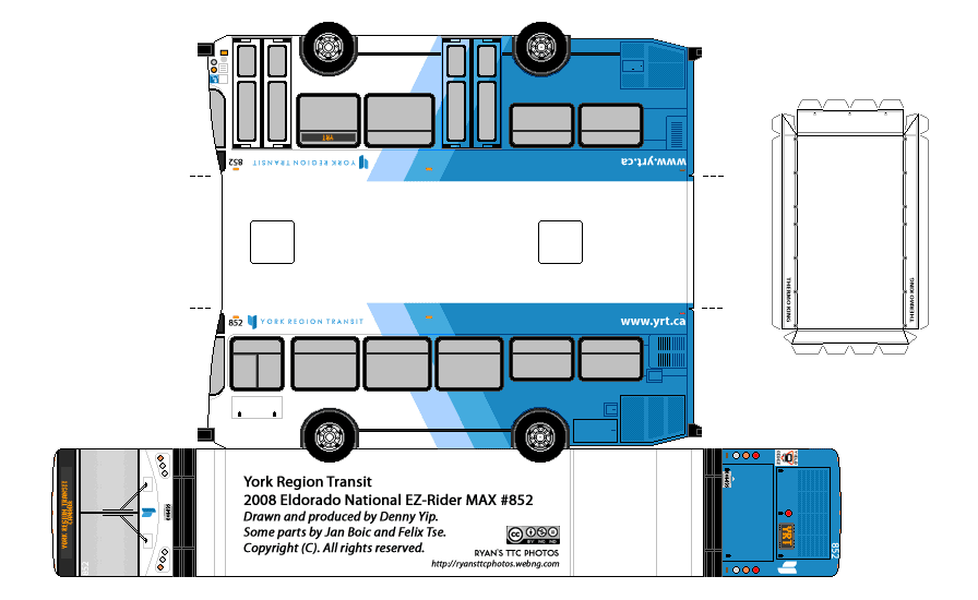 SP. Papel Modelismo PaperCraft Paper Bus York Region Transit