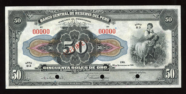 Peru money 50 soles banknote