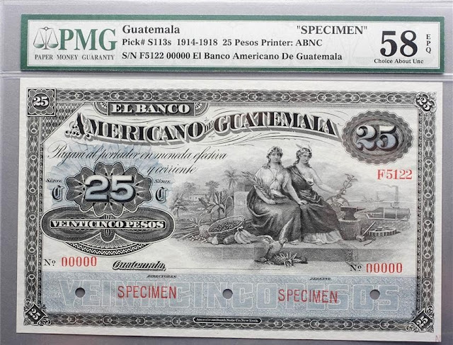 Banco Americano Guatemala 25 Pesos banknote