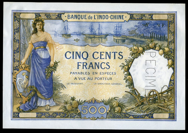 French Indochina 500 Francs banknote Tahiti money currency imsges